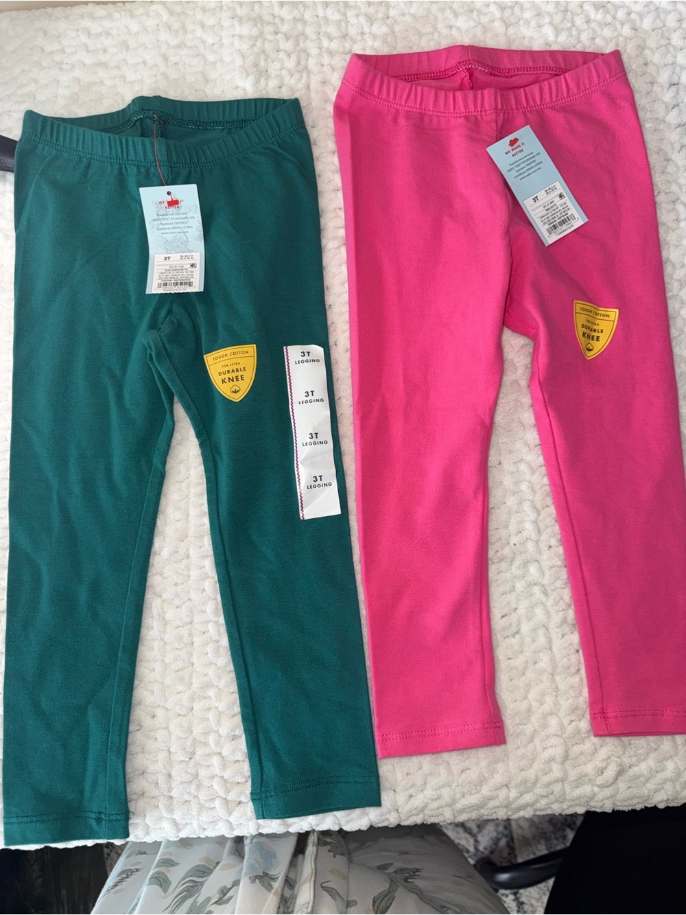Cat & Jack Teal and Hot Pink Girls' Stretch Leggings - 2-Pack